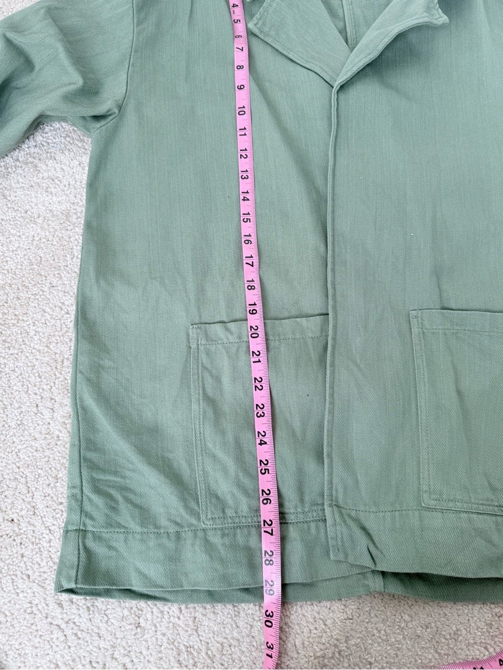 Zara Sage Green Utility Denim Jacket with Front Pockets - Picture 10 of 10